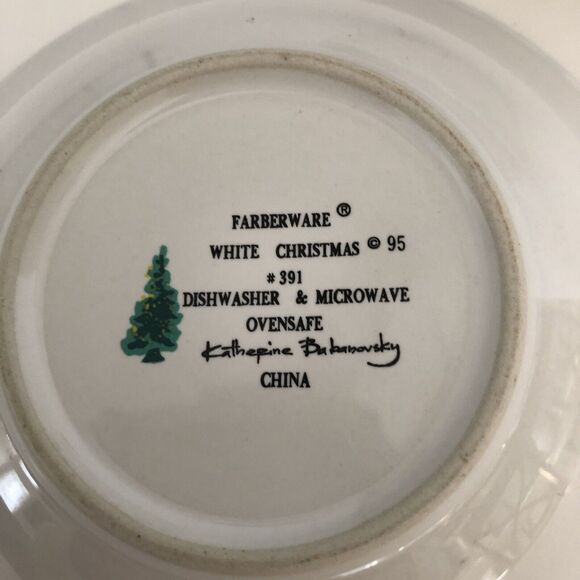 Farberware White Christmas 95 Bowl Ceral Soup Salad 7" Set of 6 pc. Katherine B - Picture 9 of 9